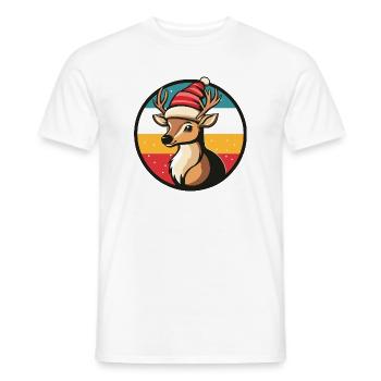 Reindeer in a holiday hat - Men's T-Shirt - white - Front - AI Model Male 178 dark (178cm)