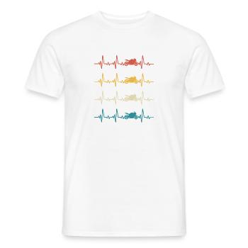 Biker Retro Heartbeat Moto Motorcycle - Men's T-Shirt - white - Front - AI Model Male 178 dark (178cm)