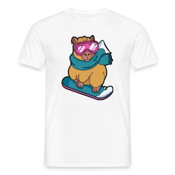 Cool Capybara Snowboard Winter Sport - T-shirt homme - blanc - Devant - AI Model Male 178 dark (178cm)