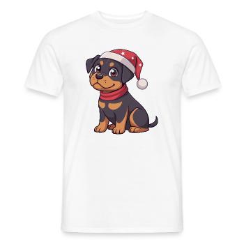Welpen-Weihnachtszeichentrick Roter Hut - Männer T-Shirt - Weiß - Vorne - AI Model Male 178 dark (178cm)