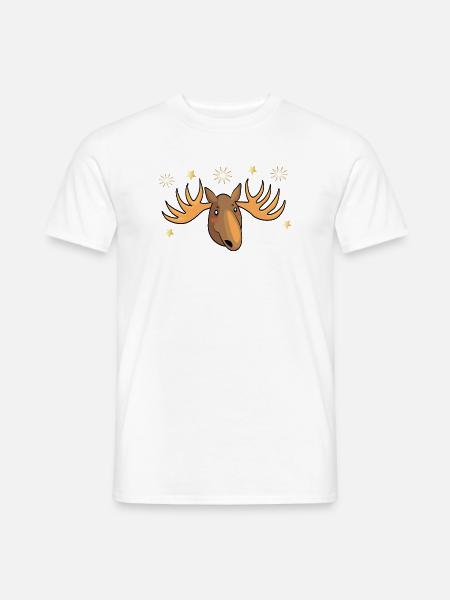 Elch mit Sterne Weihnachten - Männer T-Shirt - Weiß