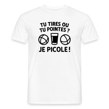 Tu Tires Ou Tu Pointes Je Picole Humour Pétanque - T-shirt homme - blanc - Devant - AI Model Male 178 dark (178cm)