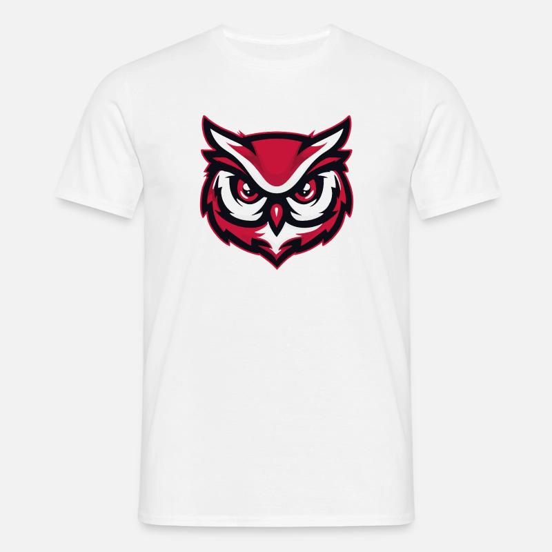 Maskottchen Eule Red White - Männer T-Shirt - Weiß