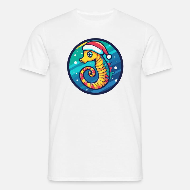 Weihnachts-Seepferdchen - Männer T-Shirt - Weiß