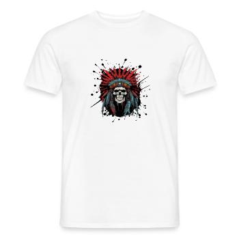Schädel mit Federkrone – Tribal Design - Männer T-Shirt - Weiß - Vorne - AI Model Male 178 dark (178cm)