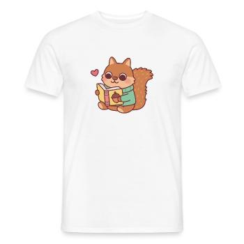 Cute Squirrel Reading A Book - Men's T-Shirt - white - Front - AI Model Male 178 dark (178cm)