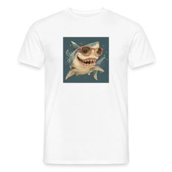 Coolest shark with sunglasses – holiday vibes! - Men's T-Shirt - white - Front - AI Model Male 178 dark (178cm)