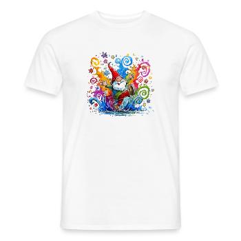 Bunter Gnom mit Farbspritzern - Männer T-Shirt - Weiß - Vorne - AI Model Male 178 dark (178cm)