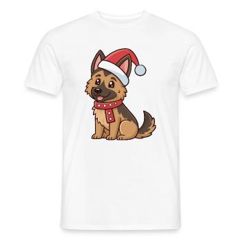 Puppy Shepherd Weihnachtshut Rot - Männer T-Shirt - Weiß - Vorne - AI Model Male 178 dark (178cm)