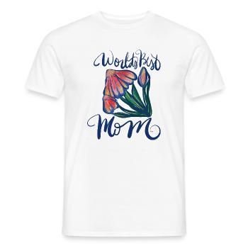 World's Best Mom Floral Watercolor - Men's T-Shirt - white - Front - AI Model Male 178 dark (178cm)