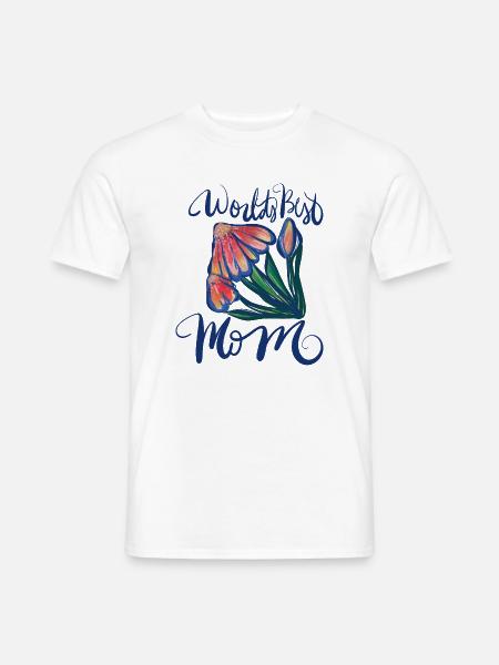 World's Best Mom Blumen-Aquarell - Männer T-Shirt - Weiß