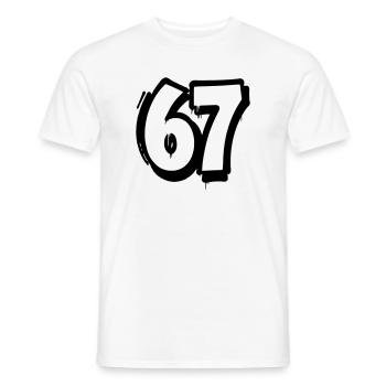 Comic Number 67 – Bold Black and White Outline - Men's T-Shirt - white - Front - AI Model Male 178 dark (178cm)