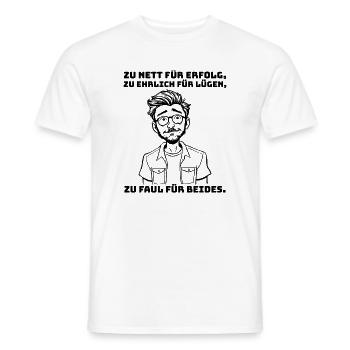 Saying with sarcasm - for realists & lazy people. - Men's T-Shirt - white - Front - AI Model Male 178 dark (178cm)