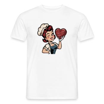  Retro Bäckerin Mit Herz Liebevolle Köchin - Männer T-Shirt - Weiß - Vorne - AI Model Male 178 dark (178cm)