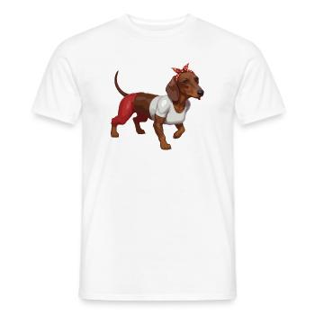 Dackel, Pinup-Dackel, - Männer T-Shirt - Weiß - Vorne - AI Model Male 178 dark (178cm)