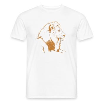 Bronze Lion Line Illustration - Men's T-Shirt - white - Front - AI Model Male 178 dark (178cm)