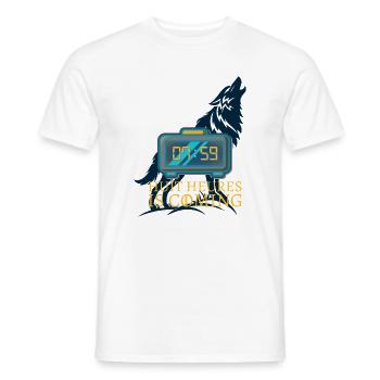 eight o'clock is coming - Men's T-Shirt - white - Front - AI Model Male 178 dark (178cm)