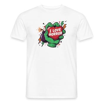 HorrorHeart in Zombie Hand - Men's T-Shirt - white - Front - AI Model Male 178 dark (178cm)
