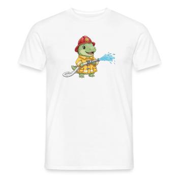 Enfants Dinosaures de la brigade des pompiers T-Rex - T-shirt homme - blanc - Devant - AI Model Male 178 dark (178cm)