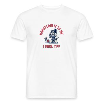 Mansexplique-moi Je te défie - Féminisme Meme - T-shirt homme - blanc - Devant - AI Model Male 178 dark (178cm)