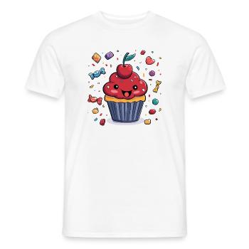 Kawaii Cupcake mit Konfetti - Männer T-Shirt - Weiß - Vorne - AI Model Male 178 dark (178cm)