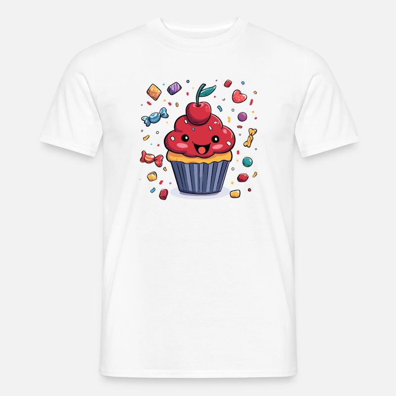 Kawaii Cupcake mit Konfetti - Männer T-Shirt - Weiß
