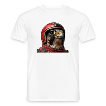Falcon with Racing Helmet Vintage Motorcycle Bird of Prey - Men's T-Shirt - white - Front - AI Model Male 178 dark (178cm)