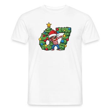 Tapoter le Père Noël 67 sur la couronne de Noël - T-shirt homme - blanc - Devant - AI Model Male 178 dark (178cm)
