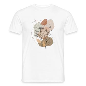 Boho Floral Line Art, Minimalistisches Naturdesign - Männer T-Shirt - Weiß - Vorne - AI Model Male 178 dark (178cm)
