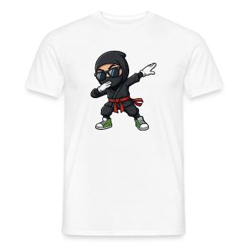 Funny Dabbing Ninja Cartoon - Men's T-Shirt - white - Front - AI Model Male 178 dark (178cm)