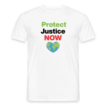 Protéger la justice – Agissez maintenant, écologique, environnemental - T-shirt homme - blanc - Devant - AI Model Male 178 dark (178cm)