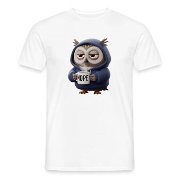 Morgenmuffel Eule mit Tasse im Cozy Hoodie - T-shirt homme - blanc - Devant - AI Model Male 178 dark (178cm)