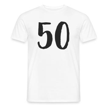 50 Hand Lettering Font - Men's T-Shirt - white - Front - AI Model Male 178 dark (178cm)