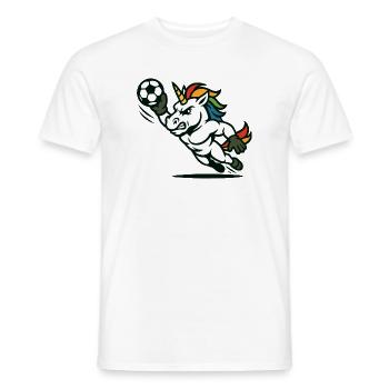 Das Maskottchen des Torwarts von Unicorn Soccer pariert - Männer T-Shirt - Weiß - Vorne - AI Model Male 178 dark (178cm)