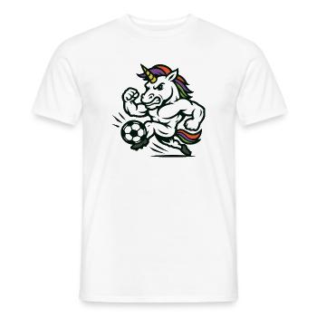 Power Unicorn Soccer Mascot Sprinting Fast - Men's T-Shirt - white - Front - AI Model Male 178 dark (178cm)