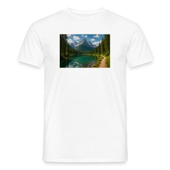 Sentier de lac de montagne dans la forêt - T-shirt homme - blanc - Devant - AI Model Male 178 dark (178cm)