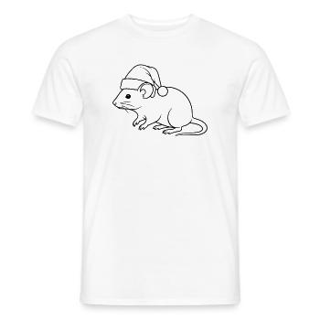 Rat drôle avec le chapeau du Père Noël – Art en traits - T-shirt homme - blanc - Devant - AI Model Male 178 dark (178cm)