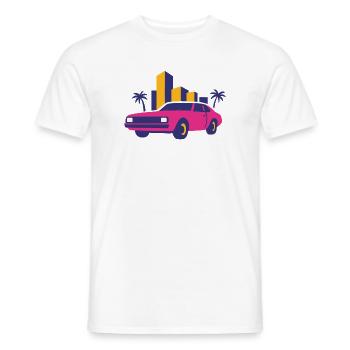Retro Neon Skyline Limousine - Men's T-Shirt - white - Front - AI Model Male 178 dark (178cm)
