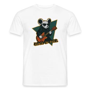 Mouse with Guitar Cool Cartoon - Men's T-Shirt - white - Front - AI Model Male 178 dark (178cm)