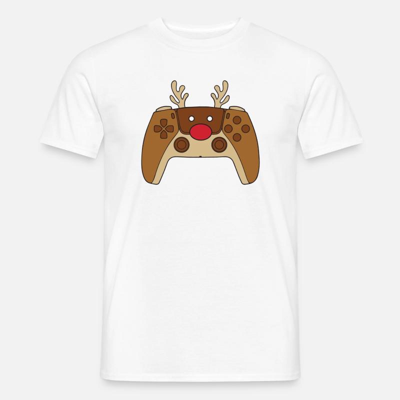 Reindeer Video Game Controller Christmas Player - Men's T-Shirt - white