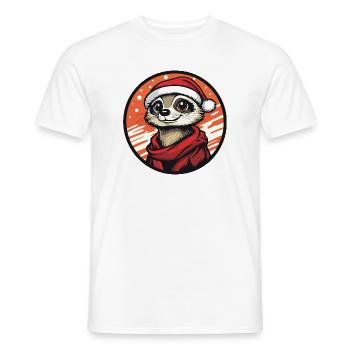 Suricate avec un chapeau de Père Noël - T-shirt homme - blanc - Devant - AI Model Male 178 dark (178cm)