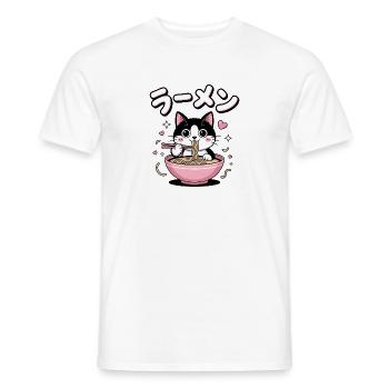 Ramen Cat - Food Lover Design - T-shirt homme - blanc - Devant - AI Model Male 178 dark (178cm)