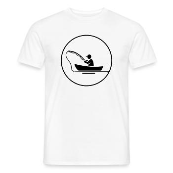 Angler in Boat Silhouette Logo Clean - Men's T-Shirt - white - Front - AI Model Male 178 dark (178cm)