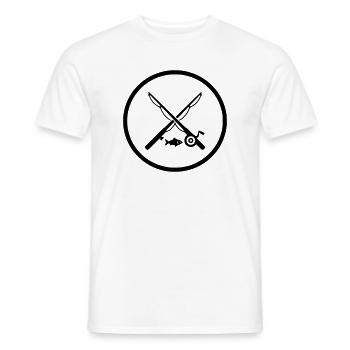 Crossed Fishing Rods Logo Icon Vector - Men's T-Shirt - white - Front - AI Model Male 178 dark (178cm)