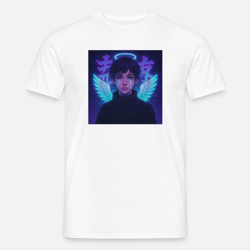 Cyberpunk Angel E-Boy Y2K Synthwave Art - Männer T-Shirt - Weiß