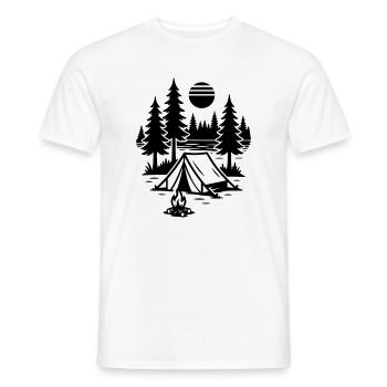 Camping nature sous tente Camping au feu de camp - T-shirt homme - blanc - Devant - AI Model Male 178 dark (178cm)