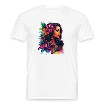 Tropische Blütenfrau Pop-Art - Männer T-Shirt - Weiß - Vorne - AI Model Male 178 dark (178cm)
