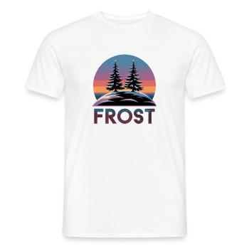 Frost Winter Forest Retro Sunset avec sapins - T-shirt homme - blanc - Devant - AI Model Male 178 dark (178cm)