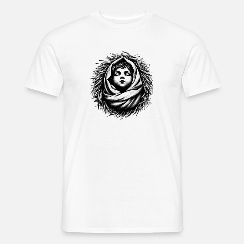 Jesuskind, geboren in der Weihnachtskrippe - Männer T-Shirt - Weiß