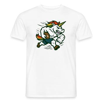 Unicorn Football Speed Maskottchen-Power-Design - Männer T-Shirt - Weiß - Vorne - AI Model Male 178 dark (178cm)